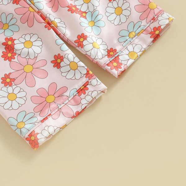 WERNZATT Kids Baby Boy Girl Satin Pajamas Set PJS Long Sleeve Button Down Sleepwear 2 Piece Lounge Tops Pants Nightwear Homewear - Image 7