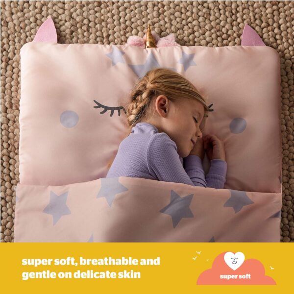 Silentnight Healthy Growth All-In-One Sleepover Bag - Sleep Bag & Built-In Pillow for Comfort and Convenience - Super Soft and Cosy Brushed Microfibre Travel Nursery Sleeping Bag - 160x70cm - Image 3