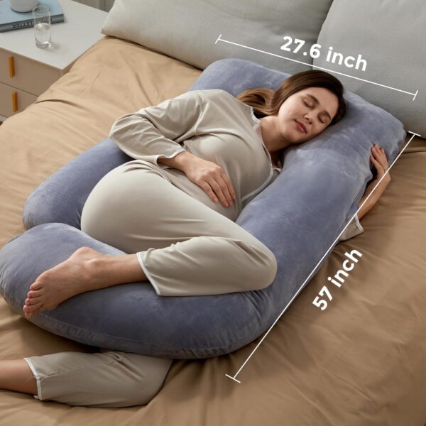 momcozy Pregnancy Pillows for Sleeping, U Shaped Full Body Maternity Pillow with Removable Cover - Support for Back, Legs, Belly, HIPS for Pregnant Women, 57 Inch Pregnancy Pillow for Women, Grey - Image 7