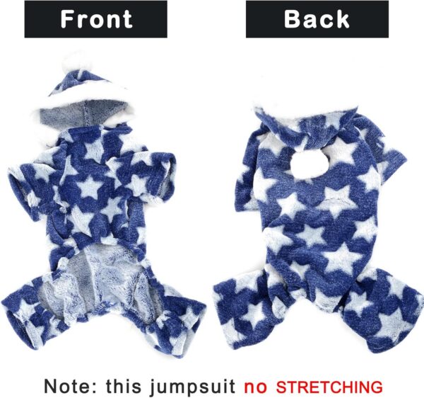 Zunea Small Dog Pyjamas Jumpsuit Puppy Hoodie Coat Clothes for Dogs Girl Boy Winter Warm Pajamas Outfits Overall Jumper Soft Pet Apparel Blue XXL (Pls Check the Size of Chest and Back Before Order) - Image 4