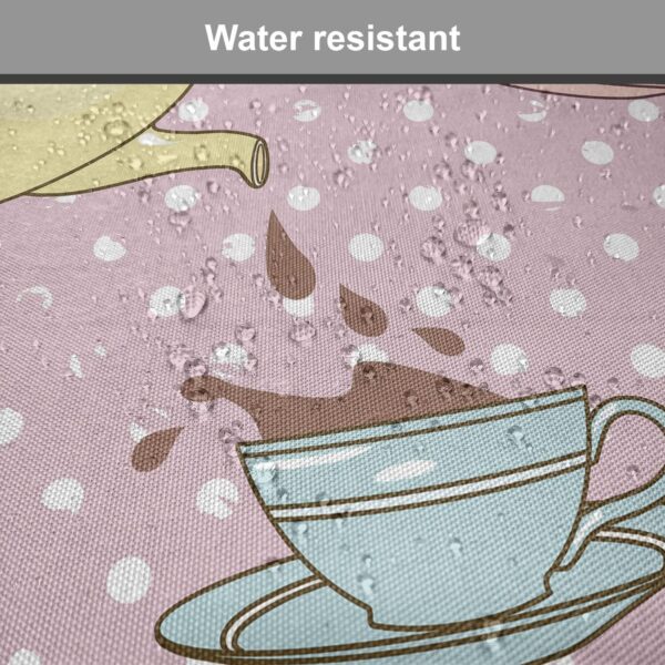 Ambesonne Tea Party Chair Seating Cushion, Polka Dots Background with Teapots Teacups Retro Cartoon Style, Anti-Slip Seat Padding for Kitchen & Patio, 16"x16", Pale Green Turquoise - Image 5