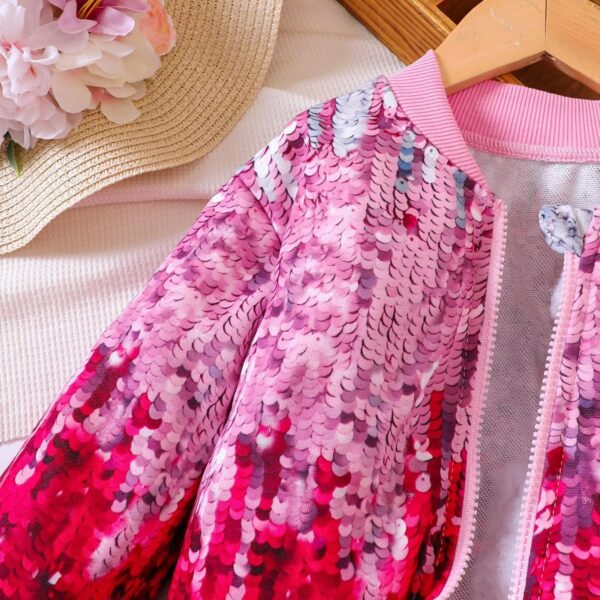 Toddler Kids Baby Sequins Jacket Biker Jacket Zipper Coat Outwear Long Sleeve Windproof Coats for Girls Or Boys Child Winter Jacket UK - Image 3