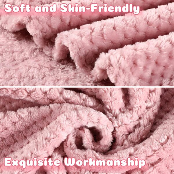Reginary 4 Pack Fuzzy Blanket 30 x 40'' Waffle Flannel Baby Throw Blankets Warm Nursery & Crib Blankets for Girl & Boy Newborn Infant(Pink) - Image 3