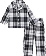 Naiyafly Kids Pajamas Set Plaid Button Down Pyjamas for Girls Boys Toddler Christmas Sleepwear Baby PJS 2 Piece Shirts Tops Pants Nightwear Homewear 18 Months - 6 Years - Image 2