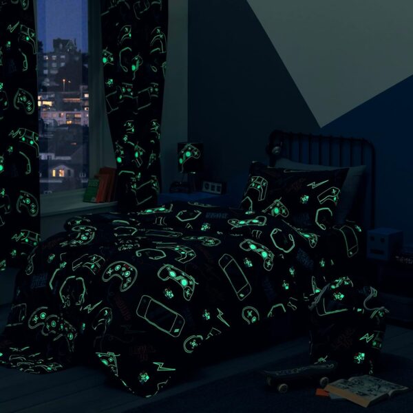 Happy Linen Company Girls Boys Kids Gaming Controller Black Toddler Cot Bed Reversible Soft Easy Care Bed Linen Duvet Cover Quilt Bedding Set With Pillow Case - Image 2