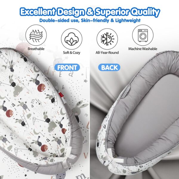 Baby Lounger - Baby Lounger for Newborn 0-24 Months, Breathable & Soft Baby Nest, Portable and Lightweight Infant Lounger for Home and Travel, Ideal Newborn Babies Essentials Baby Shower Gifts - Image 4
