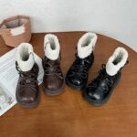 Children's Girls Winter Shoes Baby Children Plush Winter Boots Cuddly Fleece Lining Warm Booties for Toddlers Winter Outdoor Snow Boots Children Winter Barefoot Shoes Low Shoes - Image 3