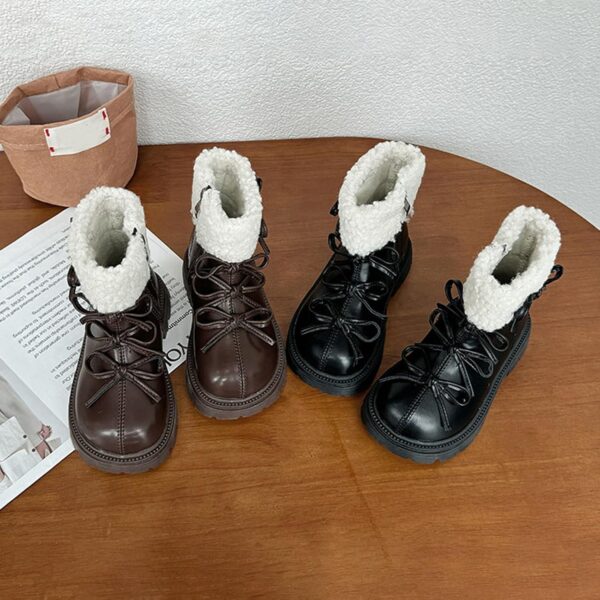 Children's Girls Winter Shoes Baby Children Plush Winter Boots Cuddly Fleece Lining Warm Booties for Toddlers Winter Outdoor Snow Boots Children Winter Barefoot Shoes Low Shoes - Image 3