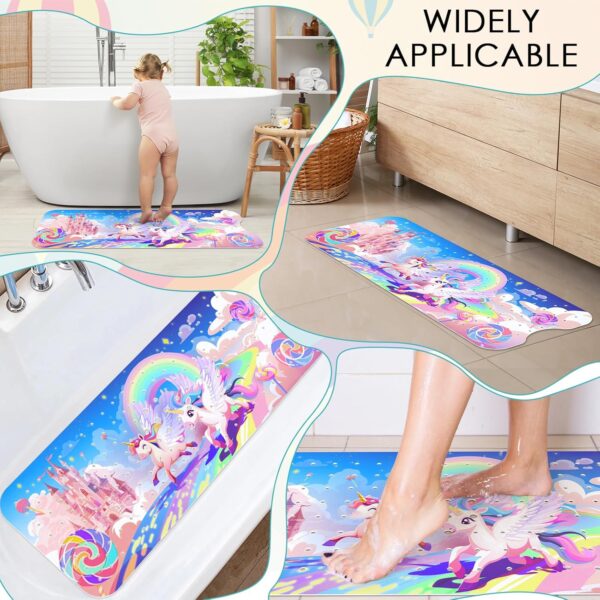 Baby Bath Mat for Tub Non Slip-40 X 16 Inch Extra Long Kids Bathtub Mat Non Slip, Upgrade Bath Tub Shower Mat Anti Slip with Suction Cups & Drain Holes for Bathroom, Machine Washable,Rainbow Unicorn - Image 7