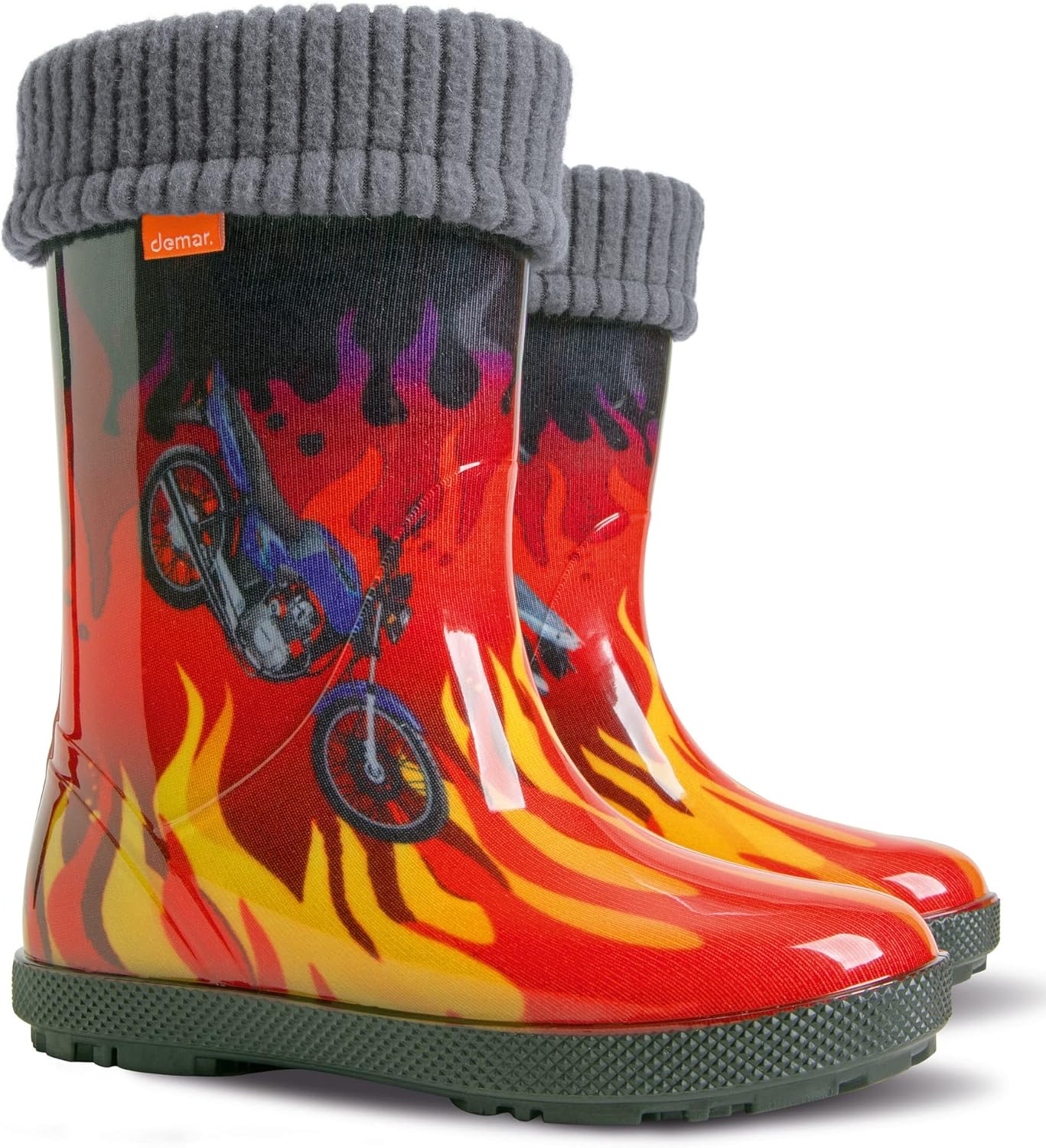 81l8nQRfpVL._AC_SL1500_.jpg Demar Kids Boys Girls Wellies Rain Boots Warm Fleece-Lined Light Unisex Children Wellington Boots - Image 1