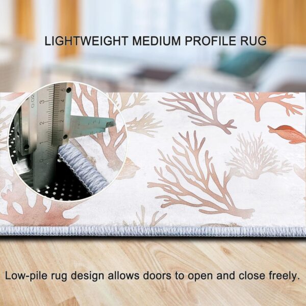 Washable Non Slip Area Rug for Living Room BedroomKids Nursery Bedside Room Home Office Kitchen Decor Coral Shells Fluffy Area Rug 60 x 90cm pink - Image 6