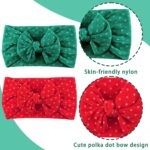 2Pcs Baby Headband Baby Turban Headband Baby Girl Headbands Baby Girl Bows Headband Newborn Headbands Baby Hair Bands for Newborn Baby, Toddlers(green/red) - Image 3