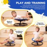 Sensory Chair Sit and Spin Autism Sensory Products Autism Spinning Chair for Kids Swivel Training Body Coordination (Blue) - Image 3