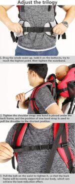 ZSPXZZ Premium Cross Country Baby Carrier, Baby Toddler Backpack Cross country Carrier w/Stand Child Kid Sunshade Visor,Upgraded foot straps,Holds up to 50 Pound Ideal,B - Image 8