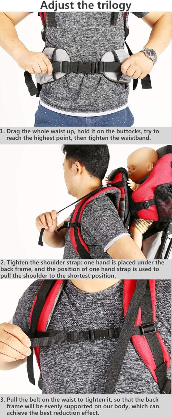 ZSPXZZ Premium Cross Country Baby Carrier, Baby Toddler Backpack Cross country Carrier w/Stand Child Kid Sunshade Visor,Upgraded foot straps,Holds up to 50 Pound Ideal,B - Image 8