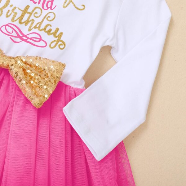 FYMNSI Baby Girls Toddler Kids 1st / 2nd / 3rd Birthday Party Dress Cotton Long Sleeve Bowknot Tutu Tulle Princess Dresses Photo Props - Image 4