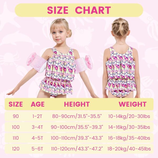 Summshall Baby Girls Swimsuit with Floatation Toddler One Piece Swimsuits Kids Swim Vest Swimwear Float Suit Summer Beach Bathing Suit - Image 6