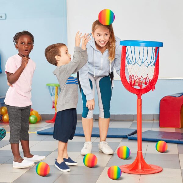 Homotte 6 Pcs Rainbow Playground Balls for Kids, 5 Inch Small Kickball Dodgeballs, Mini Toy Bouncing Ball Handball Set for Indoor & Outdoor Activities with Hand Pump - Image 6