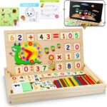 lenbest Wooden Toys Maths Games - Educational Science Kits - Number Blocks | Teaching Learning Clock | Counting Toys - Early Development & Activity Toys - Toys for 4 5 6 Year Old Boys Girls gifts