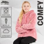 Girls Coat - Fluffy Hooded Zip Up Coat for Kids and Teenagers - Sizes 7-14 Years Cosy Stylish Winter Coat Outwear - Gifts for Girls - Image 5