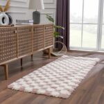Hauteloom Etiler Checkered Shag Area Rug - Checkboard Design - High Pile Fluffy Shaggy Touch - Square Tiles - Kids Room, Nursery, Living Room Shaggy Carpet - Pink, Cream, White - 5'3" x 7'3" - Image 9