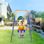 VEVOR 3-in-1 Toddler Swing Set with 4 Sandbags, Foldable Metal Stand, Easy to Assemble, Swingset Indoor/Outdoor for Kids Aged 3+, Blue+Yellow, 9.35 kg - Image 8