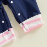 Infant Baby Boy Girl Spring Outfit Striped Long Sleeve Round Neck Romper Giraffe Embroidery Suspender Overall Pants Hat 3Pcs Set - Image 6