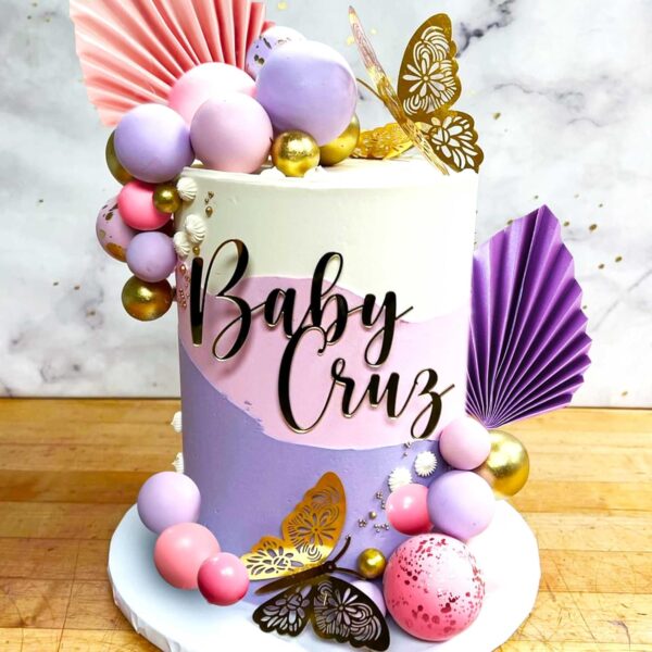 JeVenis 27PCS Purple Pink Cake Decorations Purple Pink Palm Leaves Cake Decoration Balls Cake Decoration for Wedding Baby Shower Birthday - Image 2