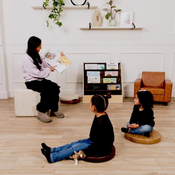 Factory Direct Partners Rustic Kid 15 inch Round Floor Cushions with Handles, Distressed Faux Leather, Flexible Seating for Home, Playroom, Montessori, Daycare, Classroom (4-Piece), 12223-DA - Image 10