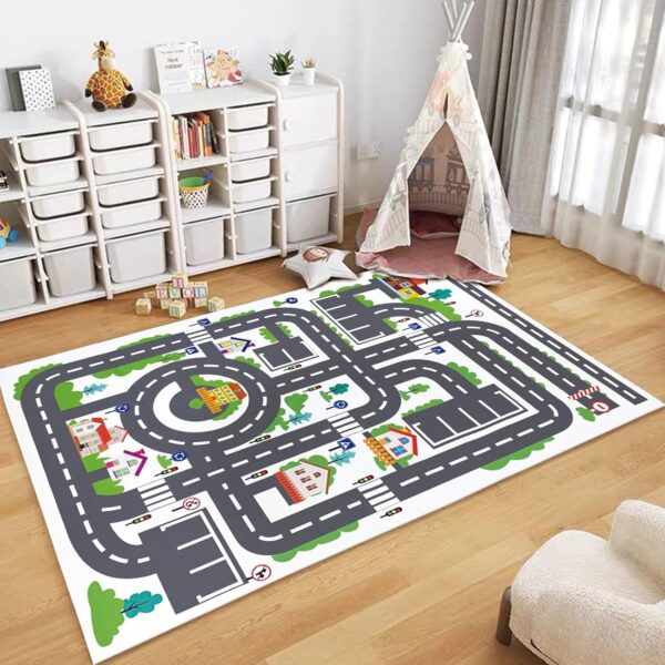 USTIDE Large Soft Kids Rug City Life Road Traffic Playroom Play Mat for Baby Boys Girls Educational Nursery Rug for Children Bedroom Living Room Kids Room 120x180cm - Image 5
