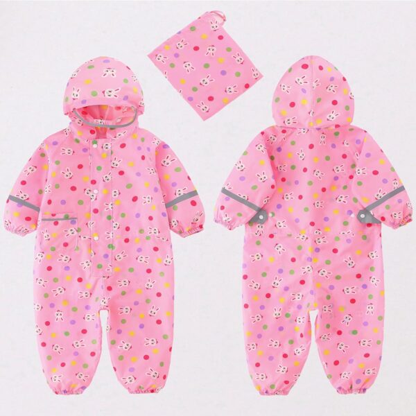 Fewlby Puddle Suit Kids All in One Waterproof Suit Boys Girls Rain Suit Toddler Muddy Suit Cartoon Raincoat Rain Wear for 1-10 Years - Image 5