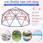 GYMAX 10FT Dome Climber, Kids Climbing Set with Swing and Convenient Grip, Indoor Outdoor Children Climbing Frame for 3-12 Years Old Boys Girls, Max Weight 350kg (Red+Blue, 305x293x159cm) - Image 6