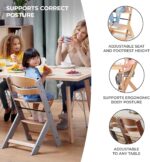 Kinderkraft Wooden Highchair 3 in 1 ENOCK, Multifunctional Baby Chair, Ajustable Heigh and Footrest, Safety Harness, with Detachable Tray, for Children up to 10 Years, Natural - Image 5