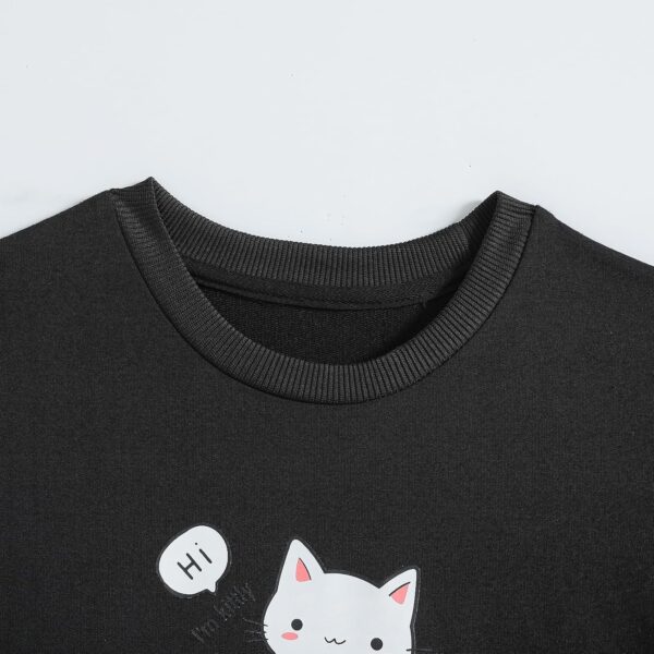 Xumplo Girls Long Sleeve Jumper Clothes Tween Girl Black Cat Sweatshirt Teen Girl Crew Neck Casual Pullover - Image 5