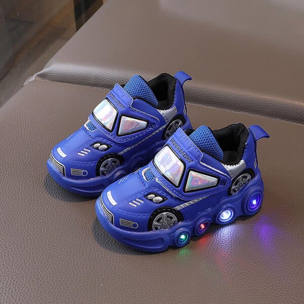 Light Up Toddler Boys Shoes Car Pattern Luminous Sport Sneaker, Little Fashion Cute Soft Sole School Athletic Shoes Light Up Dinosaur Shoes for Toddlers Kids Light Up Shoes Size 11 - Image 3