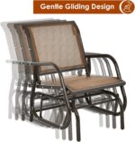CASART Outdoor Glider Chair, Garden Swing Chair with Sturdy Steel Frame, Single Seat Glider Rocking Chair for Patio, Backyard and Poolside (Brown) - Image 3