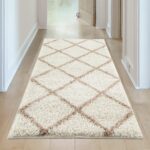 THE RUGS Shaggy Rug – Modern Moroccan Design Rugs for Living Room, Bedroom, Hallway, 3 cm Thick Area Rugs, (Diamond Ivory/Beige, 60x110cm) - Image 3