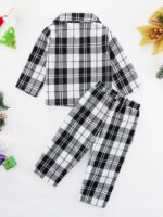 Naiyafly Kids Pajamas Set Plaid Button Down Pyjamas for Girls Boys Toddler Christmas Sleepwear Baby PJS 2 Piece Shirts Tops Pants Nightwear Homewear 18 Months - 6 Years - Image 3