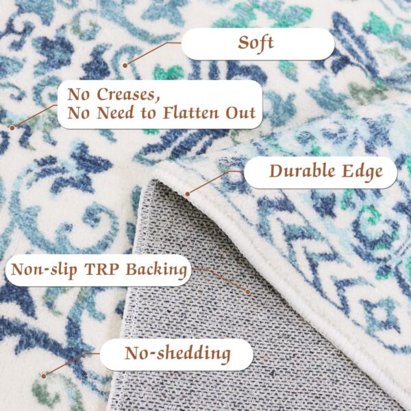 Helthep Area Rug, Ultra-Soft and Luxurious Comfort Washable No-Shedding Non-Slip Rugs for Living Room,Bedroom,Dining Room, Nursery Room,and Hallways （Teal 36inches×60inches） - Image 4