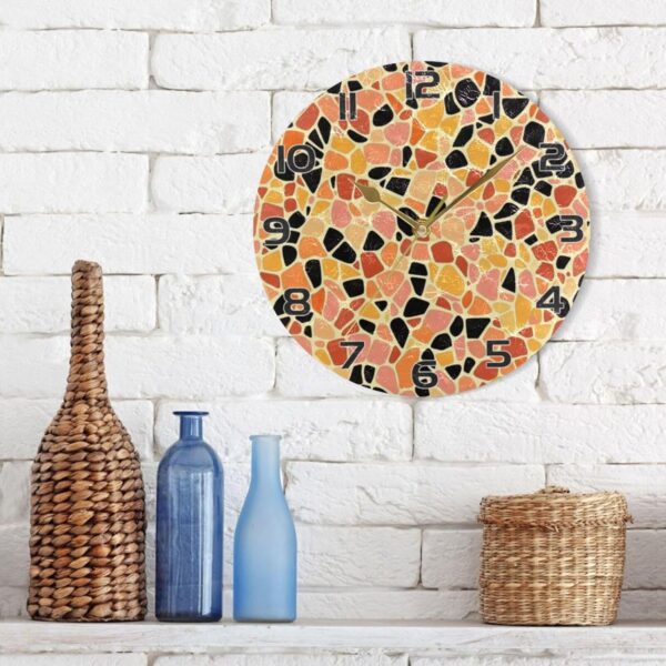 Ewusp Terrazzo Wall Clock Battery Operated Silent Non-Ticking Clock Round Quartz Decorative Clock for Kitchen Living Room Bedroom Office School Nursery, 25x25 cm - Image 7