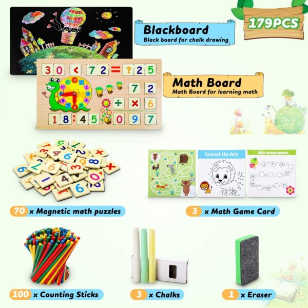 lenbest Wooden Toys Maths Games - Educational Science Kits - Number Blocks | Teaching Learning Clock | Counting Toys - Early Development & Activity Toys - Toys for 4 5 6 Year Old Boys Girls gifts - Image 5