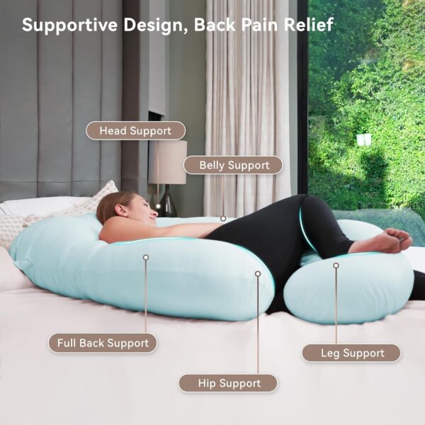 PinkFoggie Cooling Pregnancy Pillow,U Shaped Full Body Pillows for Sleeping Support, 57 Inch Maternity Pillow for Pregnant Women with Cooling Silky Cover,Buttery Soft,Super Breathable for Hot Sleeper - Image 7