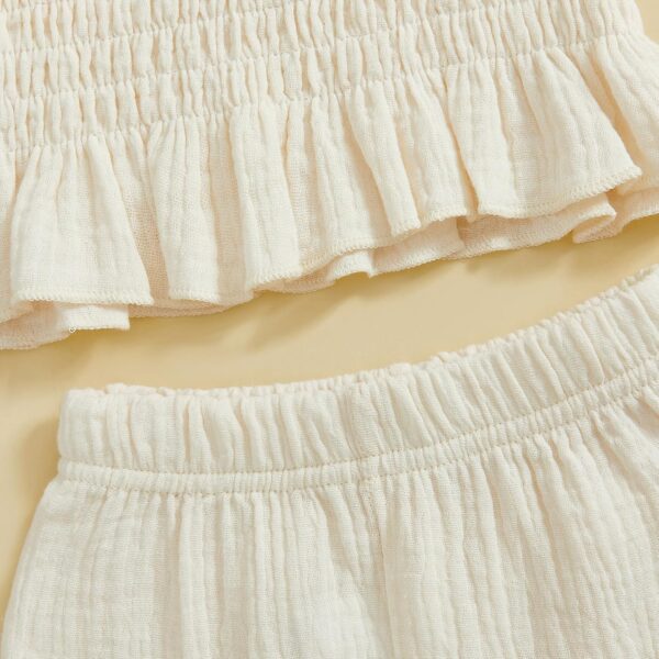 Toddler Girl Summer Clothes Smocked Ruffle Camisole Tank Shirts Wide-Leg Flared Pants Set 2Pcs Bell Bottoms Outfit - Image 5