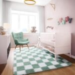 KICMOR 4x6 Rug for Bedroom Living Room, Fluffy Sage Green and White Checkered Area Rugs, Fuzzy Shag Shaggy Floor Carpet Soft Plush Checkerboard Rug for Children Kids Boys Room, Nursery, Classroom - Image 6