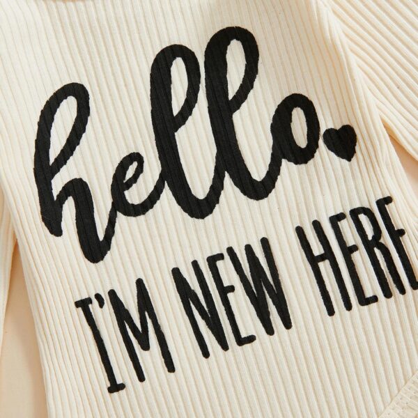 YILEEGOO Newborn Baby Girl Outfit Long Sleeve Hello I'M NEW HERE Romper Bloomers Tutu Skirt Socks Headband Set 4Pcs Clothes - Image 6