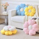 Flower Pillow, Flower Shaped Pillow Decorative Throw Pillows for Bed Couch, Cute Daisy Pillow Dorm Decor Floor Seating Cushion (Yellow, 15 Inches) - Image 5