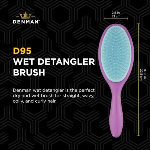 Denman Wet Detangler Shower Hairbrush for Detangling All Hair Types for Women, Kids and Men - Wet Hairbrush for Everyone – (Purple) D95 - Image 2