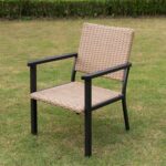 C-Hopetree Outdoor Lounge Chair for Outside Patio Porch, Metal Frame, Natural All Weather Wicker - Image 2