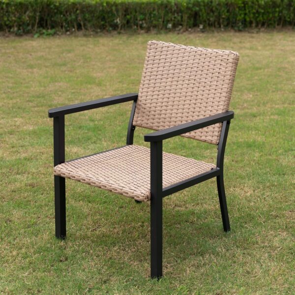 C-Hopetree Outdoor Lounge Chair for Outside Patio Porch, Metal Frame, Natural All Weather Wicker - Image 2