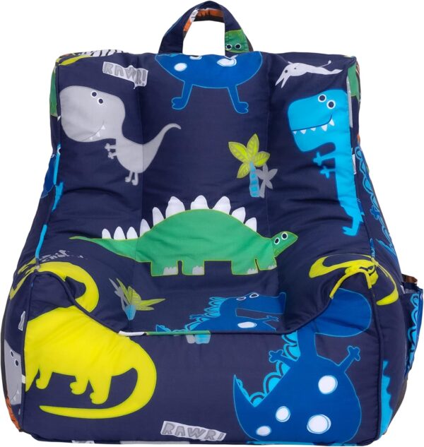 Ready Steady Bed Kids Bean Bag Chair With Footstool | Child Play Safe Soft Seat Playroom Sofa | Ergonomically Designed Toddler Armchair | Comfy Children Furniture (Dino Dark) - Image 7